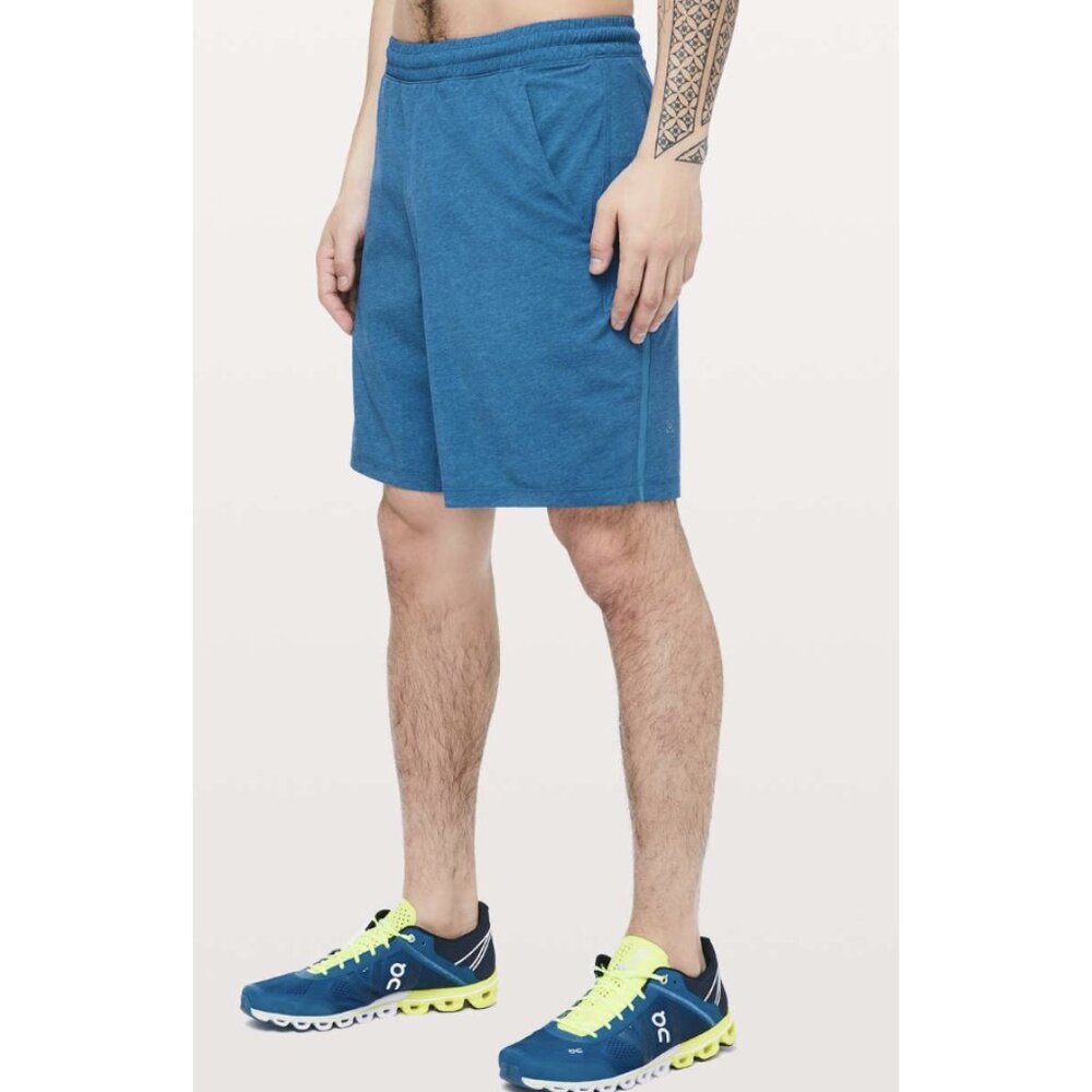 LULULEMON Pace Breaker Short 9" *Linerless Heathered Texture Printed Vivid Aqua